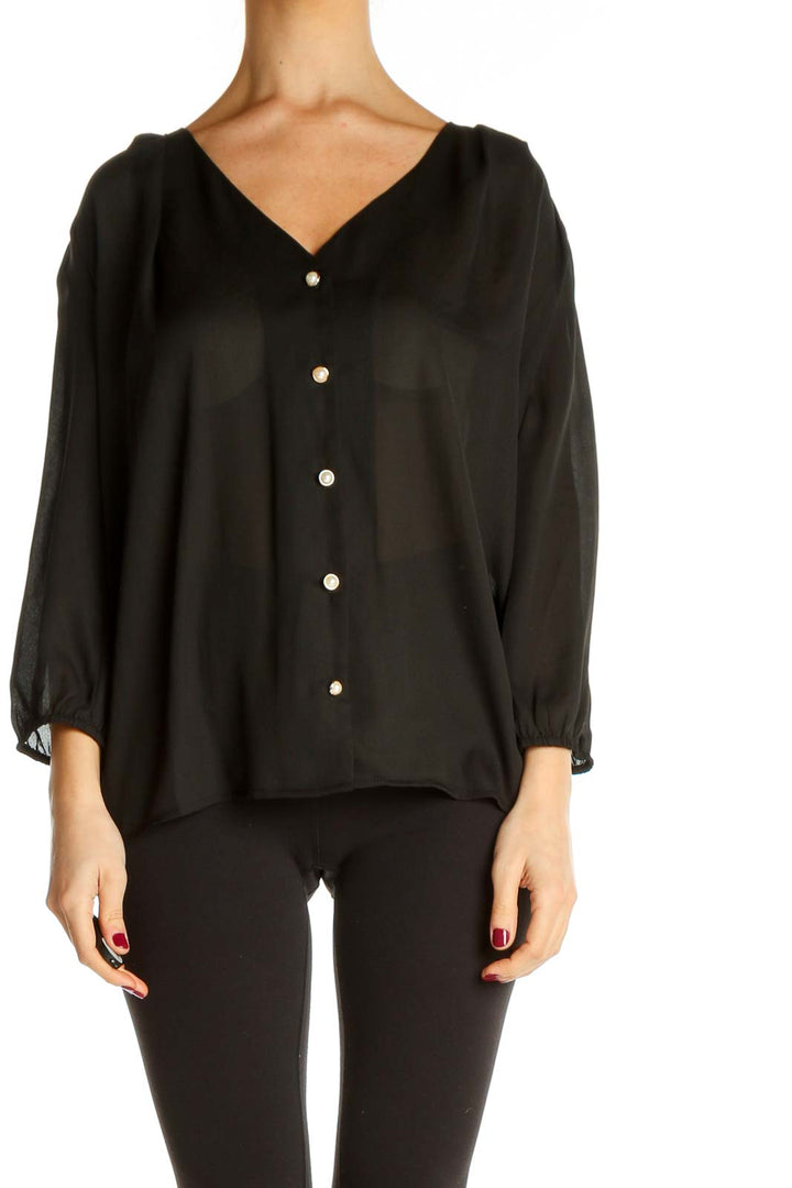 Black Solid All Day Wear Blouse