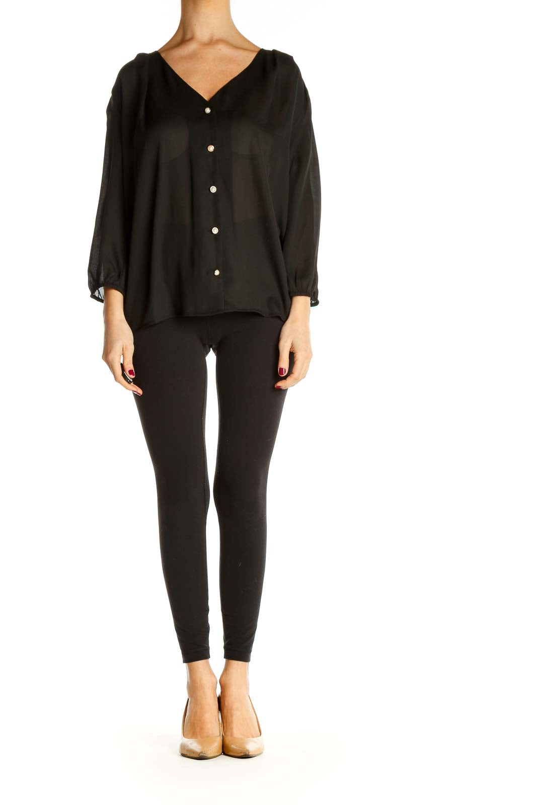 Black Solid All Day Wear Blouse