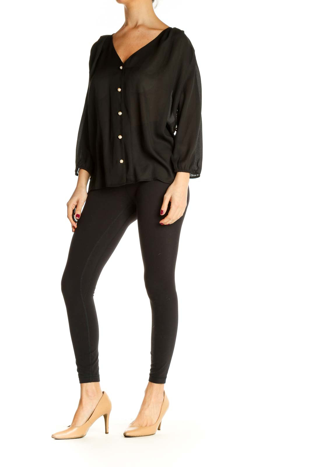 Black Solid All Day Wear Blouse