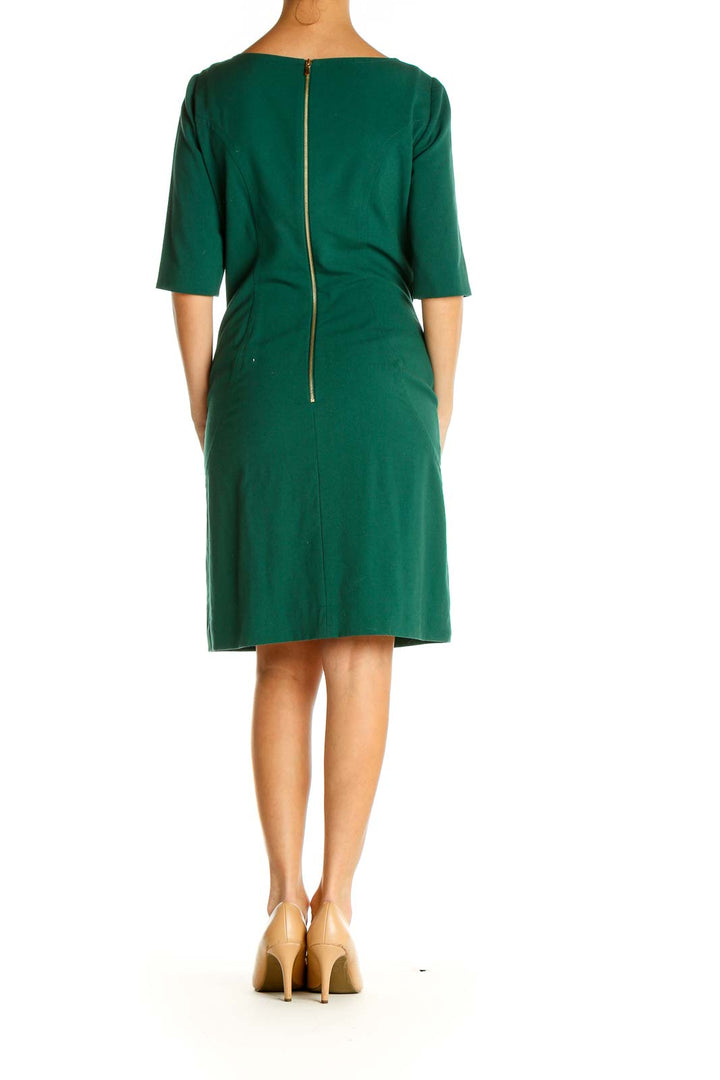 Green Solid Classic Fit & Flare Dress