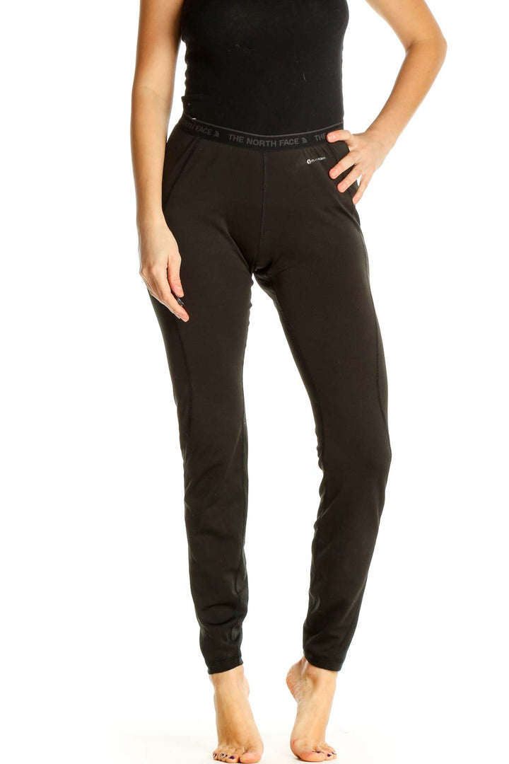 Black Solid Casual Leggings