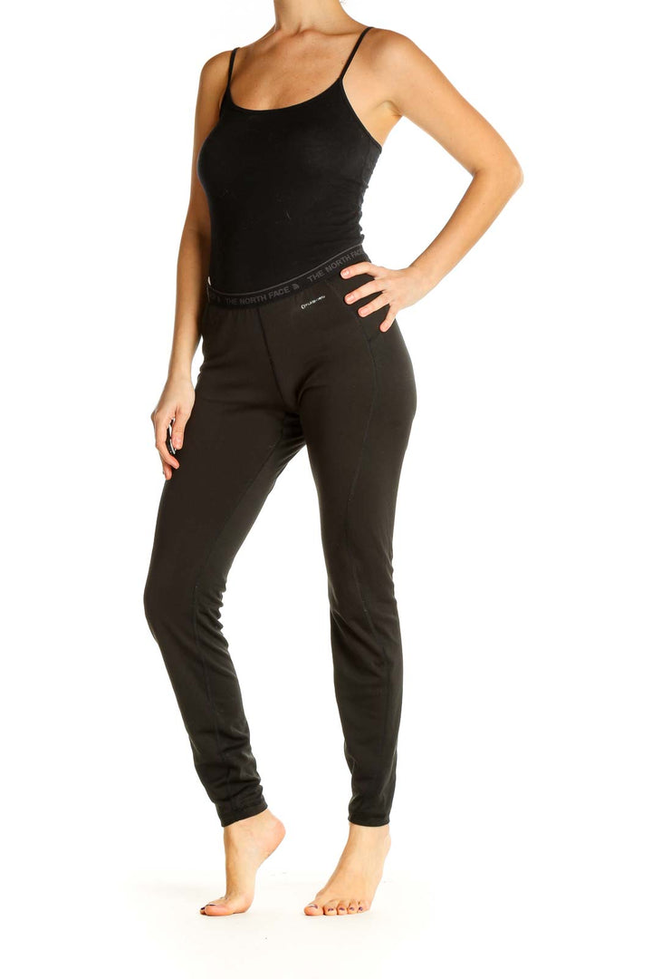 Black Solid Casual Leggings