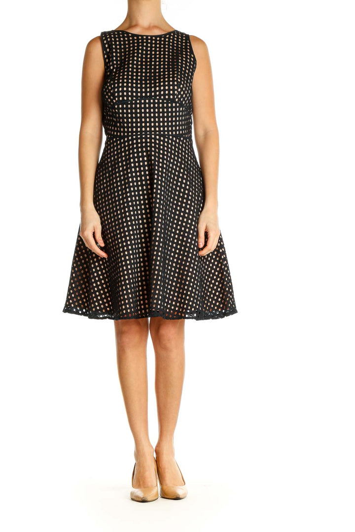 Black Polka Dot Work Fit & Flare Dress