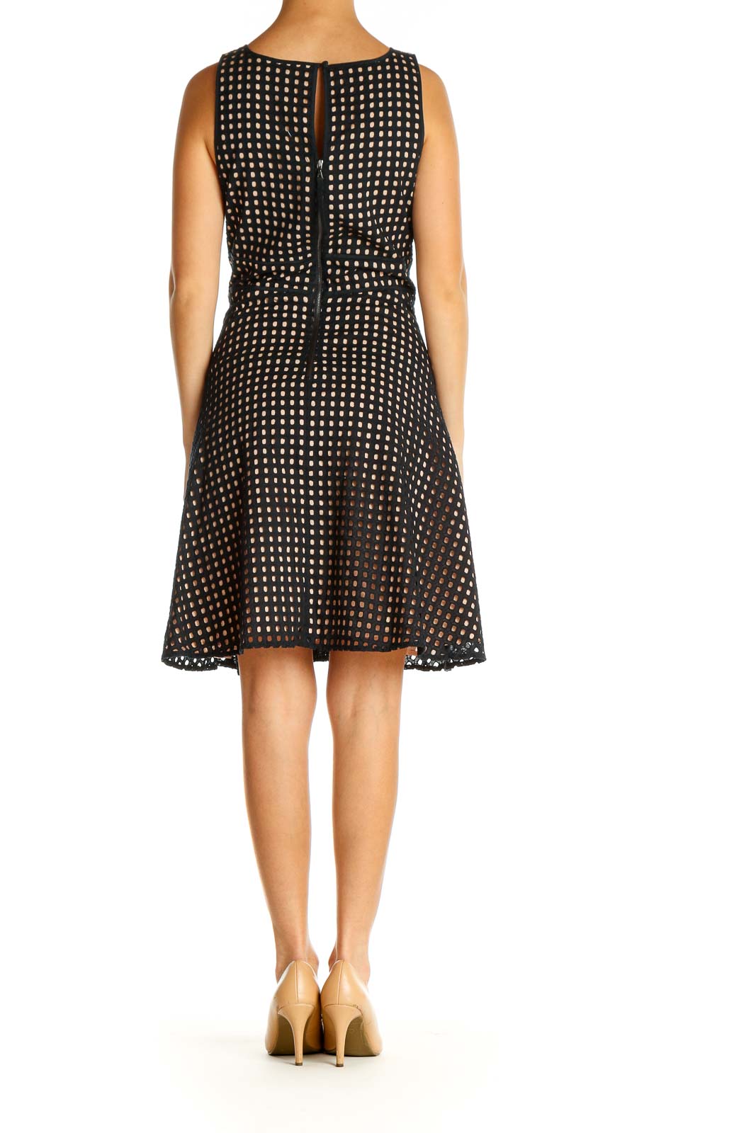 Black Polka Dot Work Fit & Flare Dress