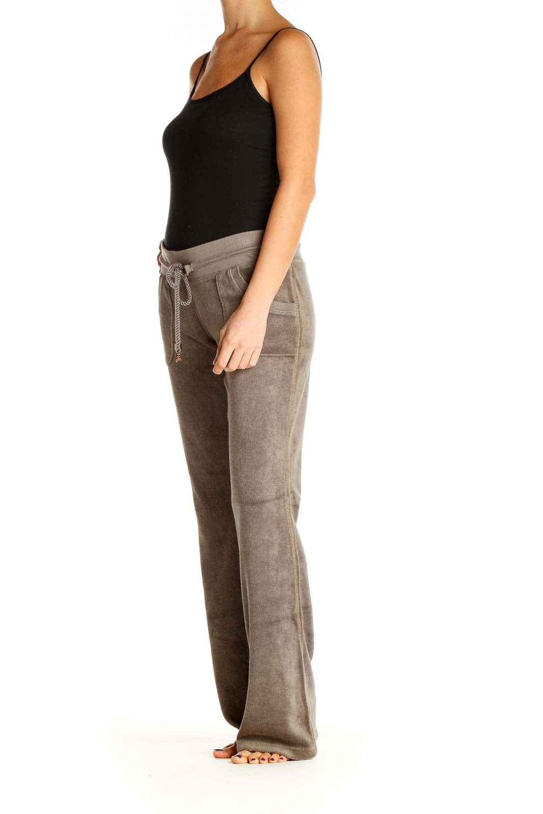 Gray Textured Casual Sweatpants