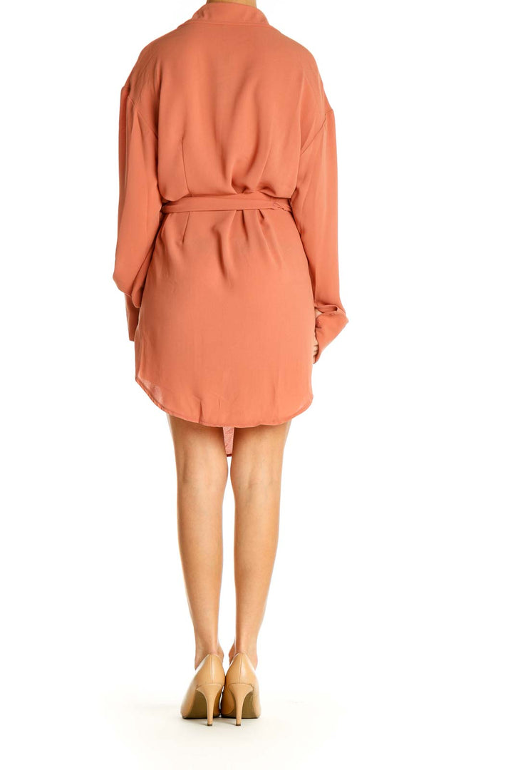 Orange Solid Day Sheath Dress