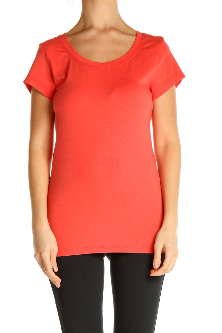 Orange Solid All Day Wear T-Shirt