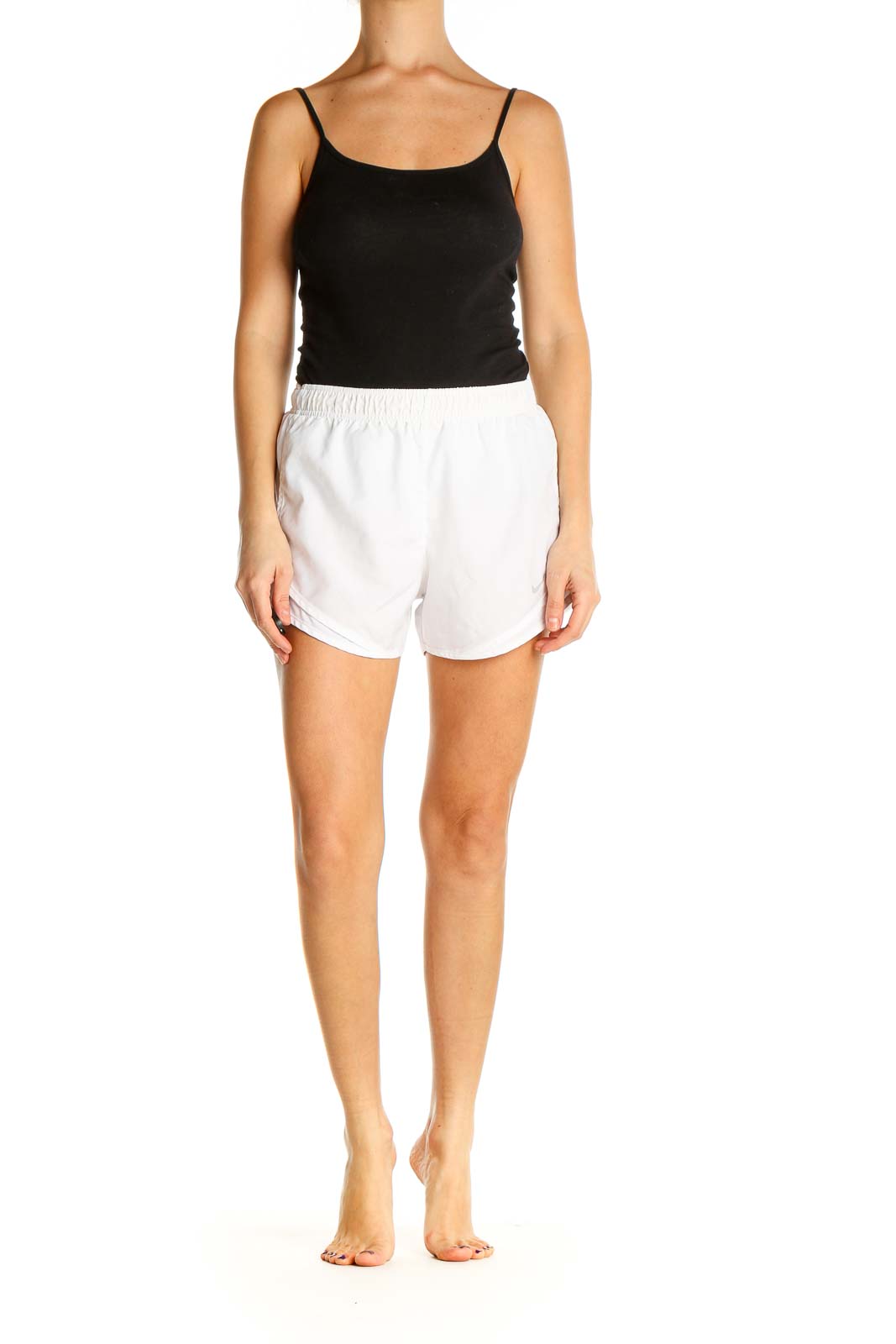 White Solid Activewear Shorts