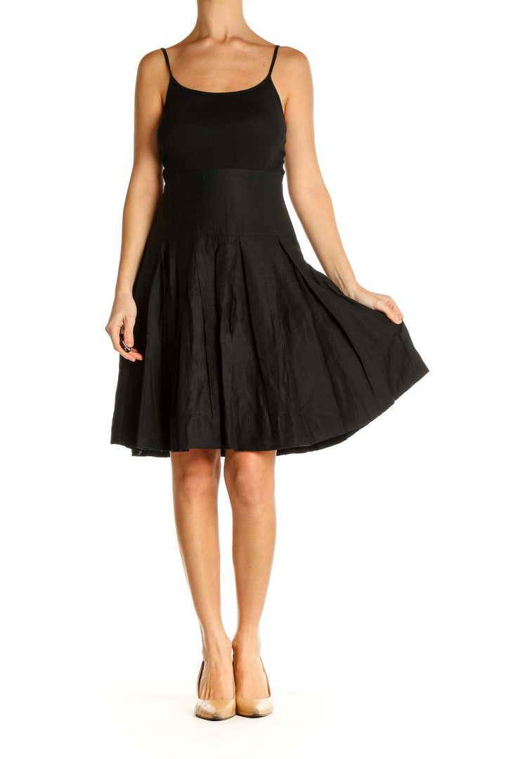 Black Textured Chic Flared Skirt