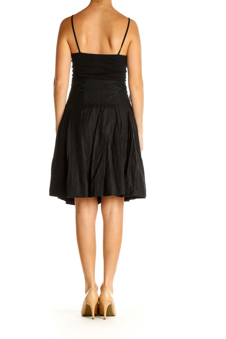 Black Textured Chic Flared Skirt