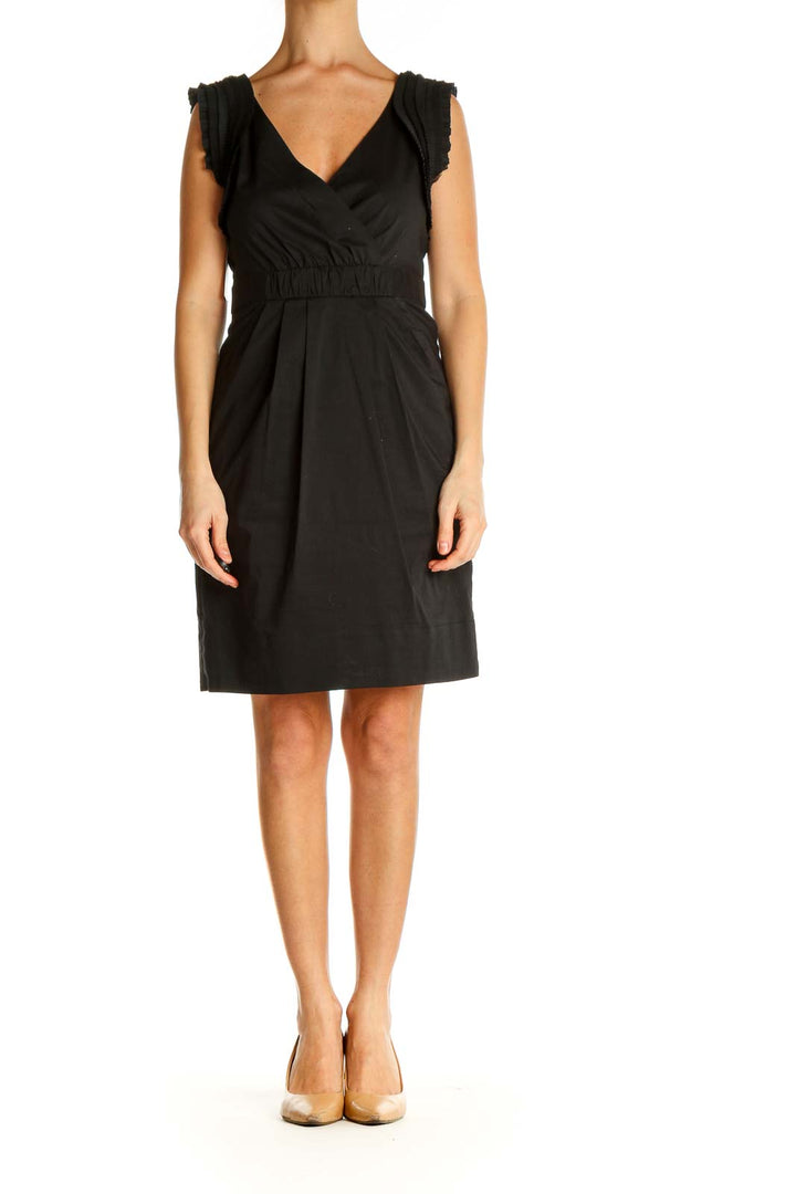 Black Solid Day Fit & Flare Dress