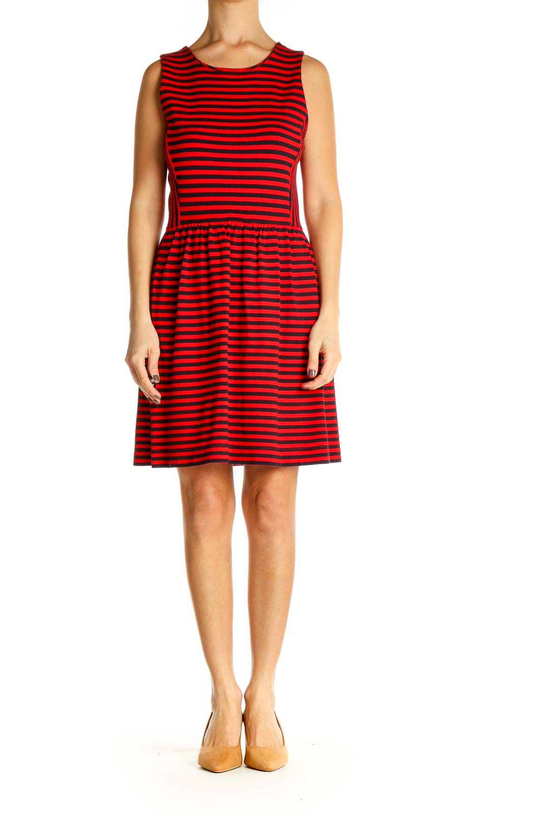 Red Striped Day Fit & Flare Dress