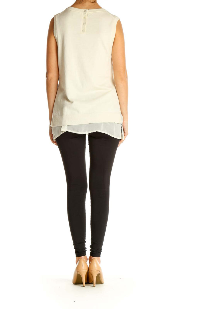 Beige Solid All Day Wear Tank Top