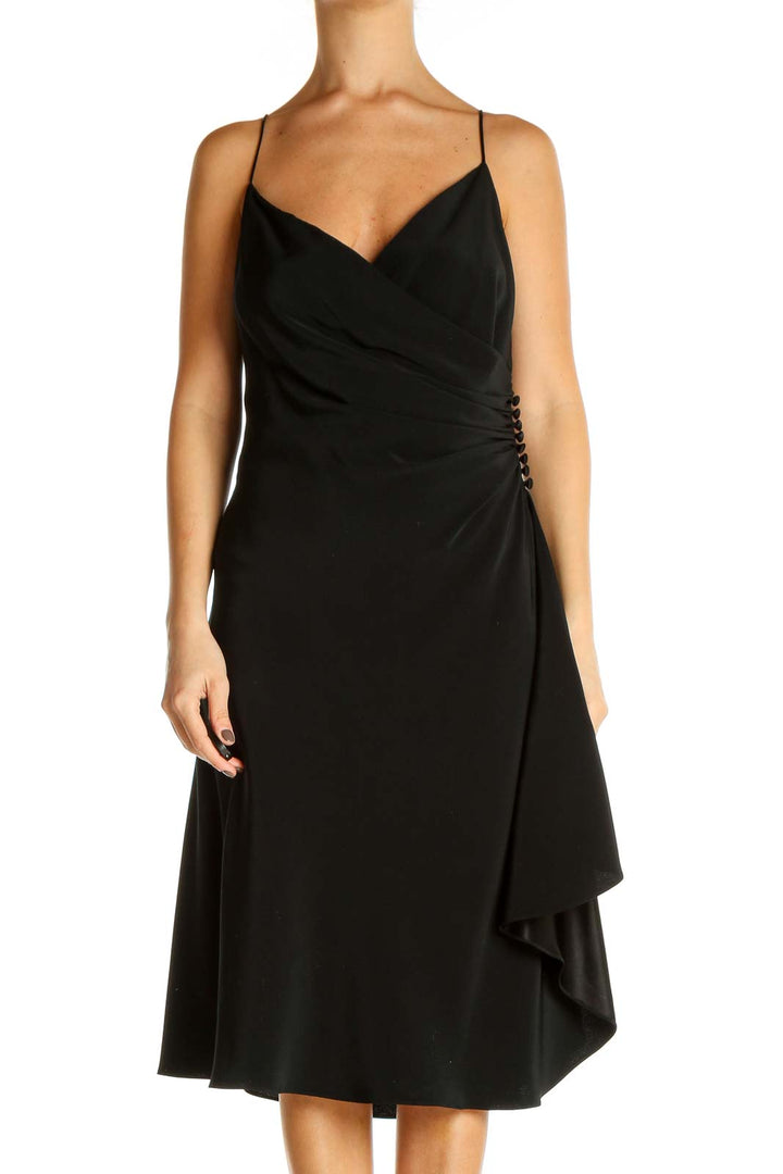 Black Solid Classic Fit & Flare Dress