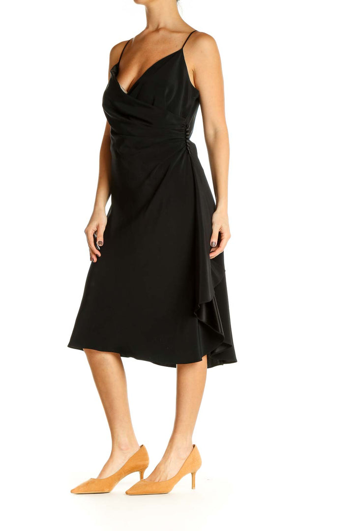 Black Solid Classic Fit & Flare Dress