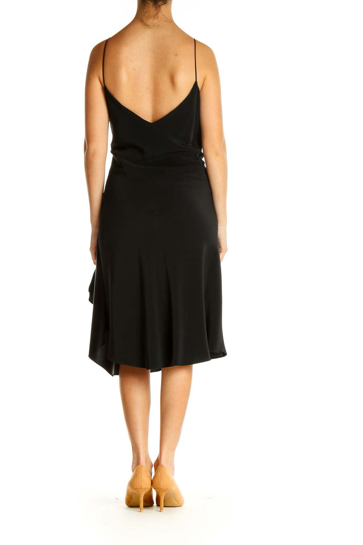 Black Solid Classic Fit & Flare Dress