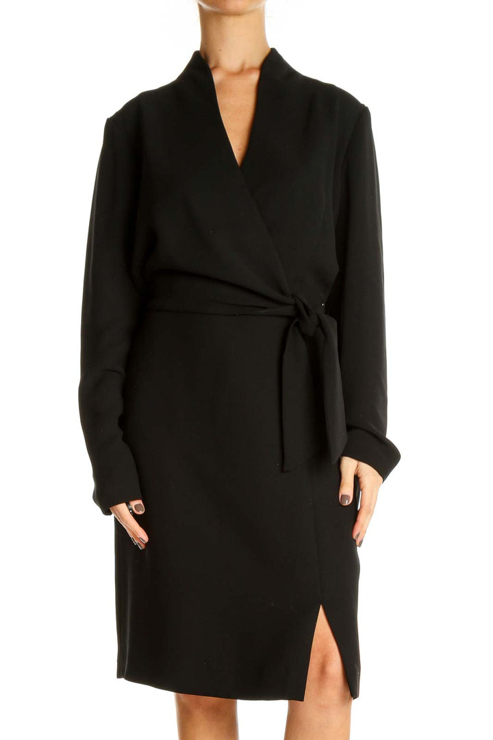 Black Solid Work Sheath Dress