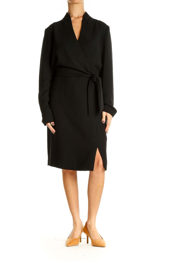 Black Solid Work Sheath Dress