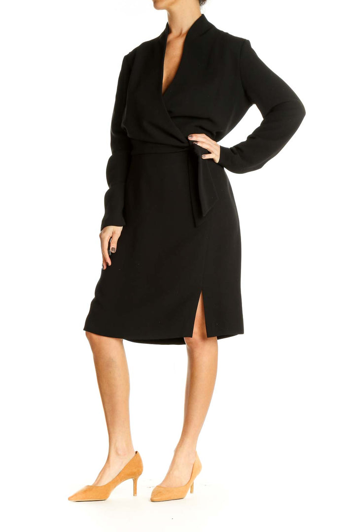 Black Solid Work Sheath Dress