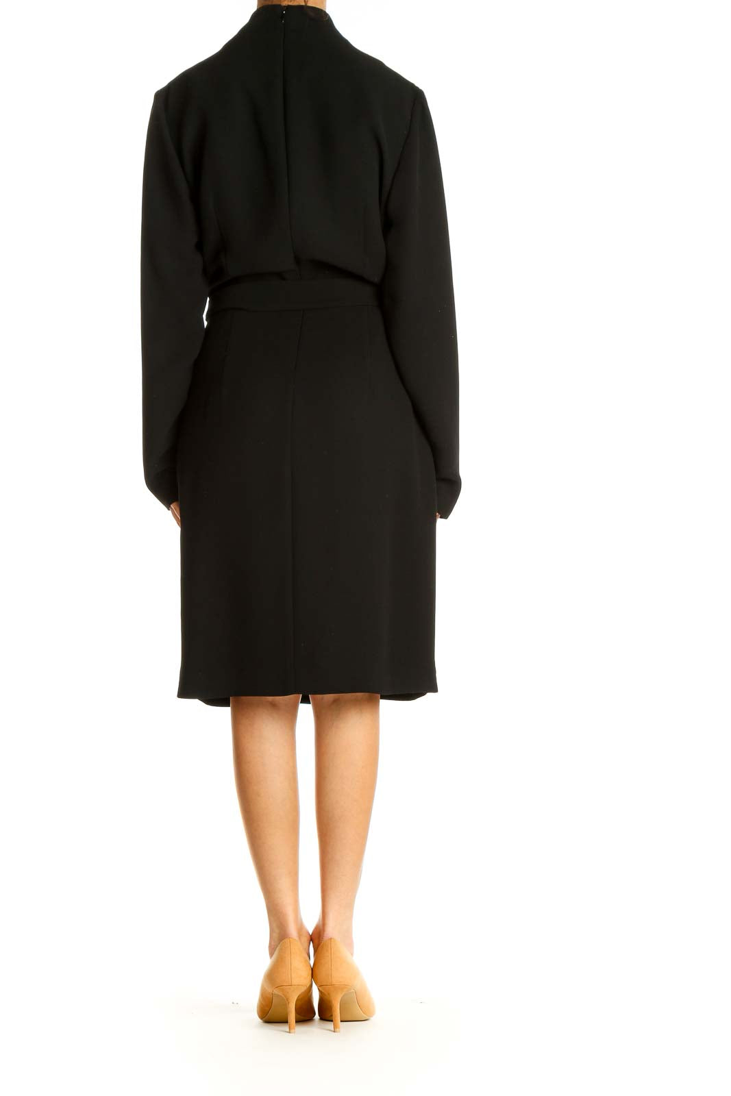 Black Solid Work Sheath Dress