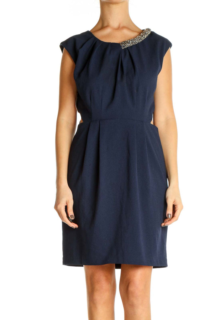 Blue Solid Classic Fit & Flare Dress