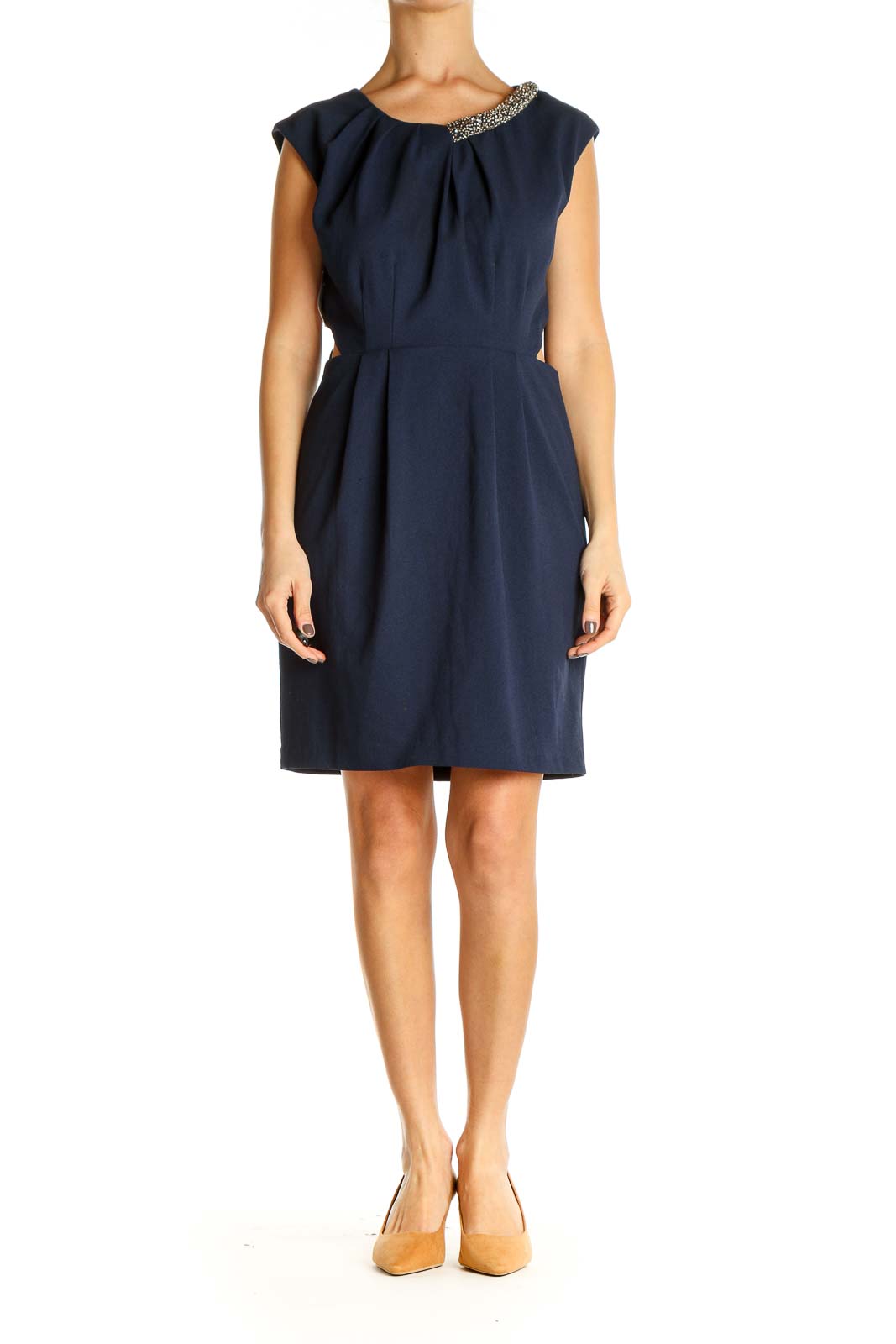 Blue Solid Classic Fit & Flare Dress