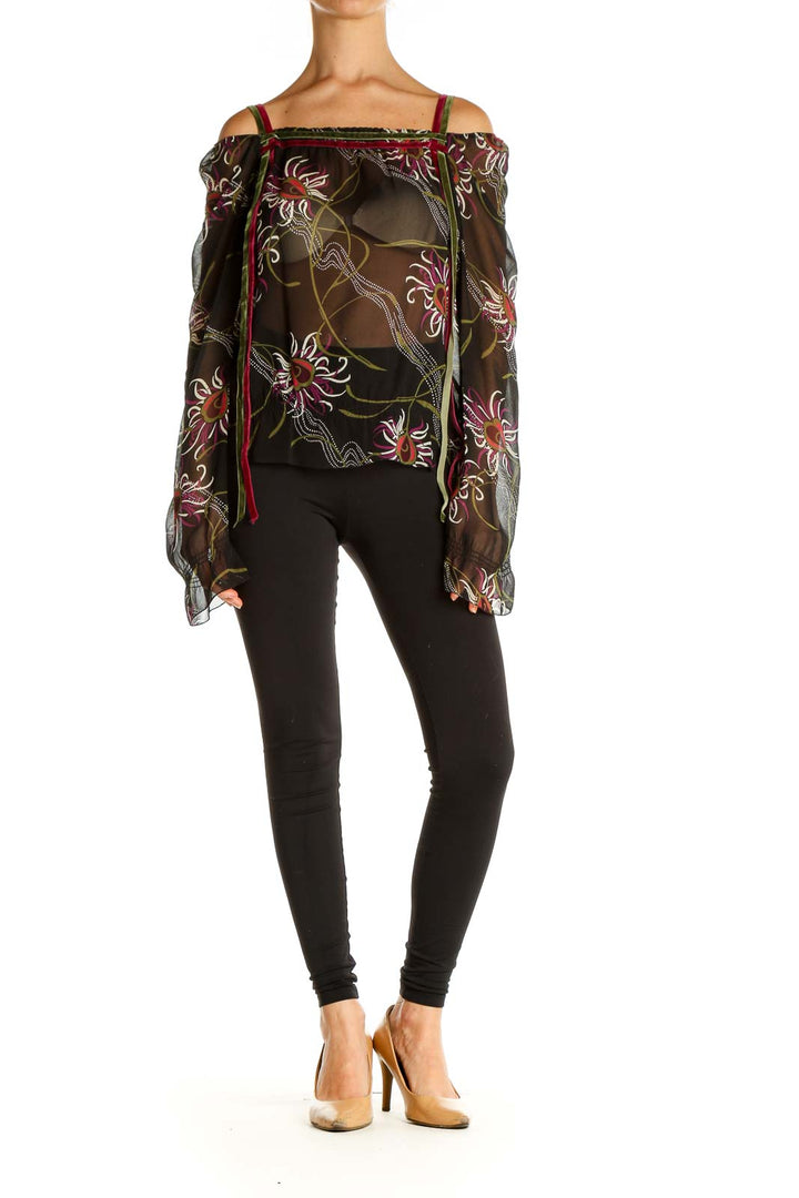 Black Floral Print Blouse