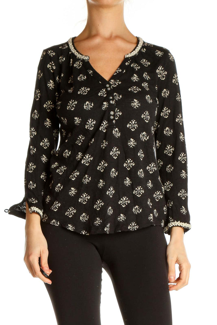 Black Floral Print All Day Wear Blouse