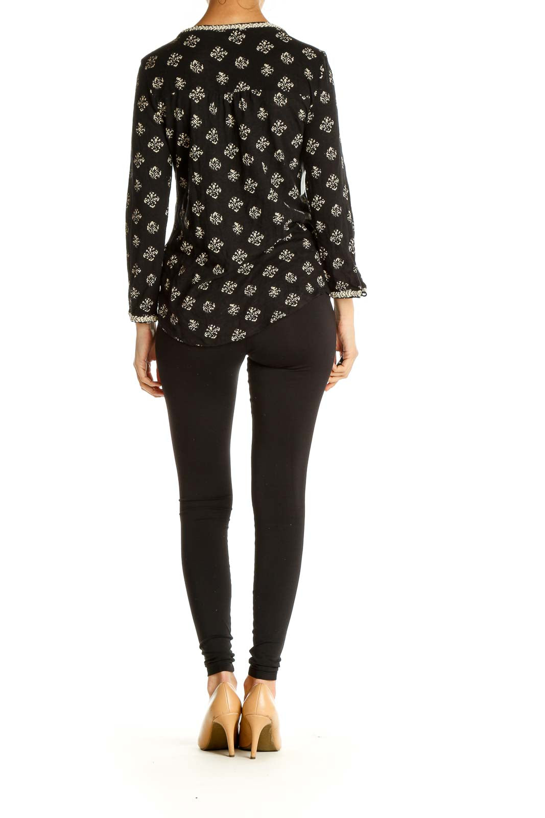 Black Floral Print All Day Wear Blouse