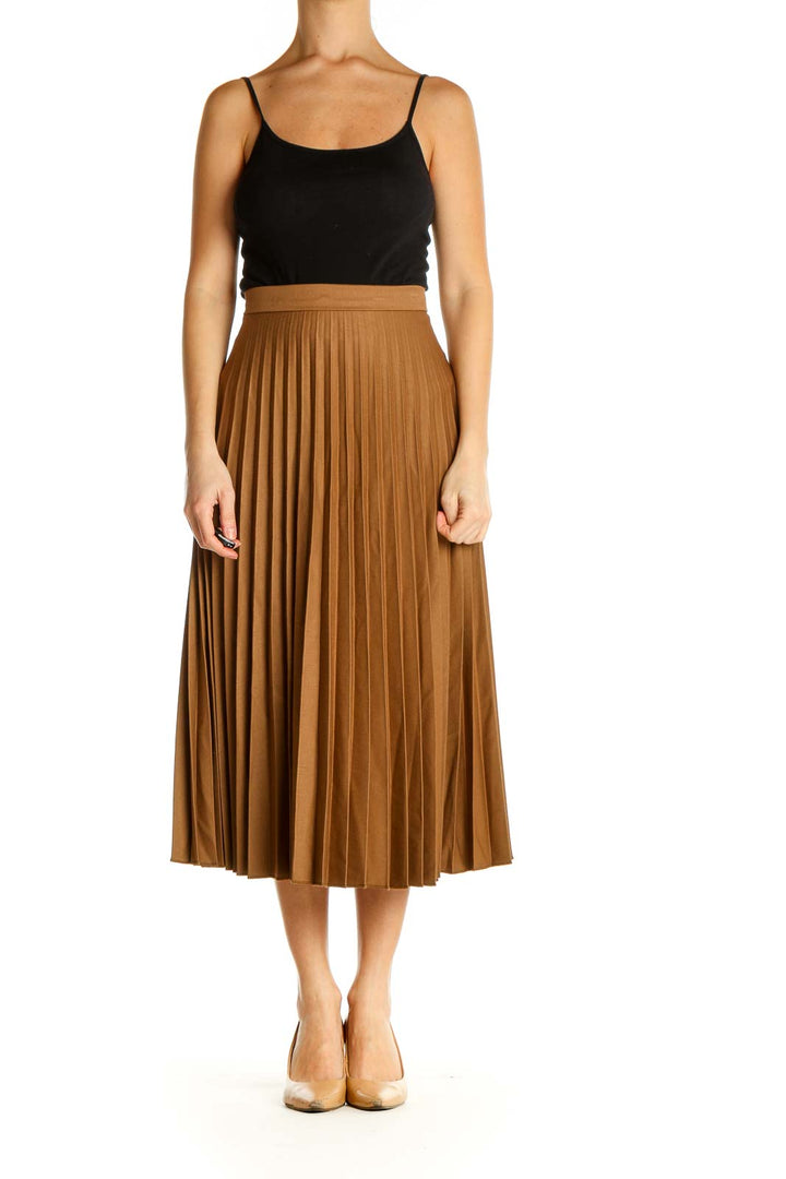 Brown Classic Flared Skirt