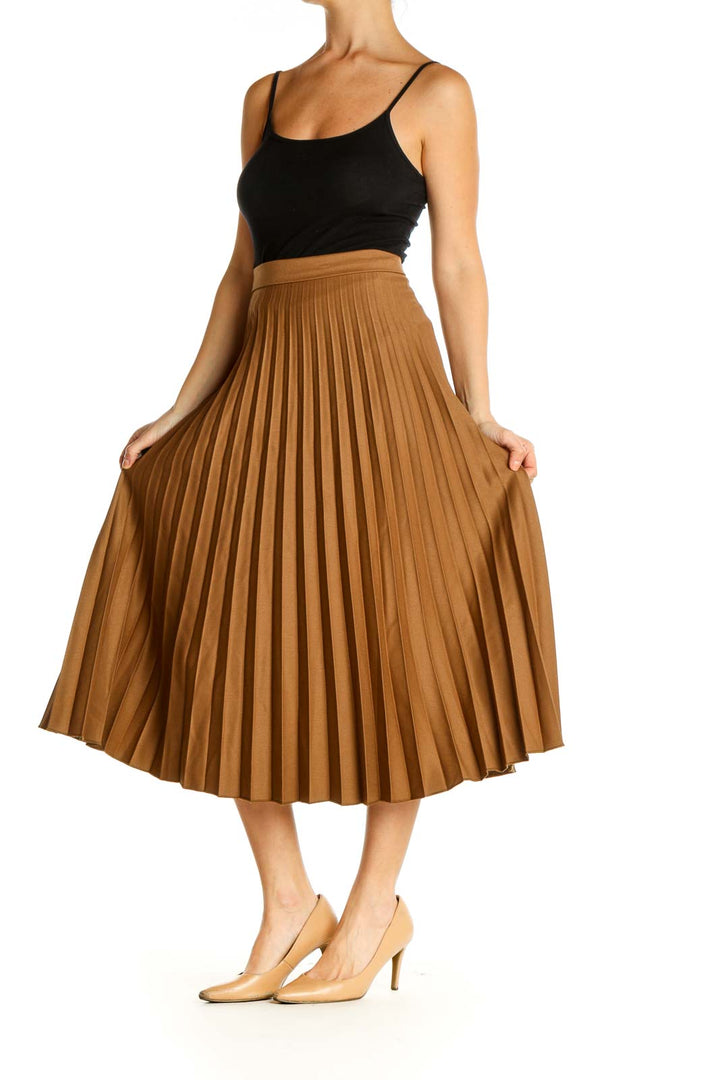 Brown Classic Flared Skirt