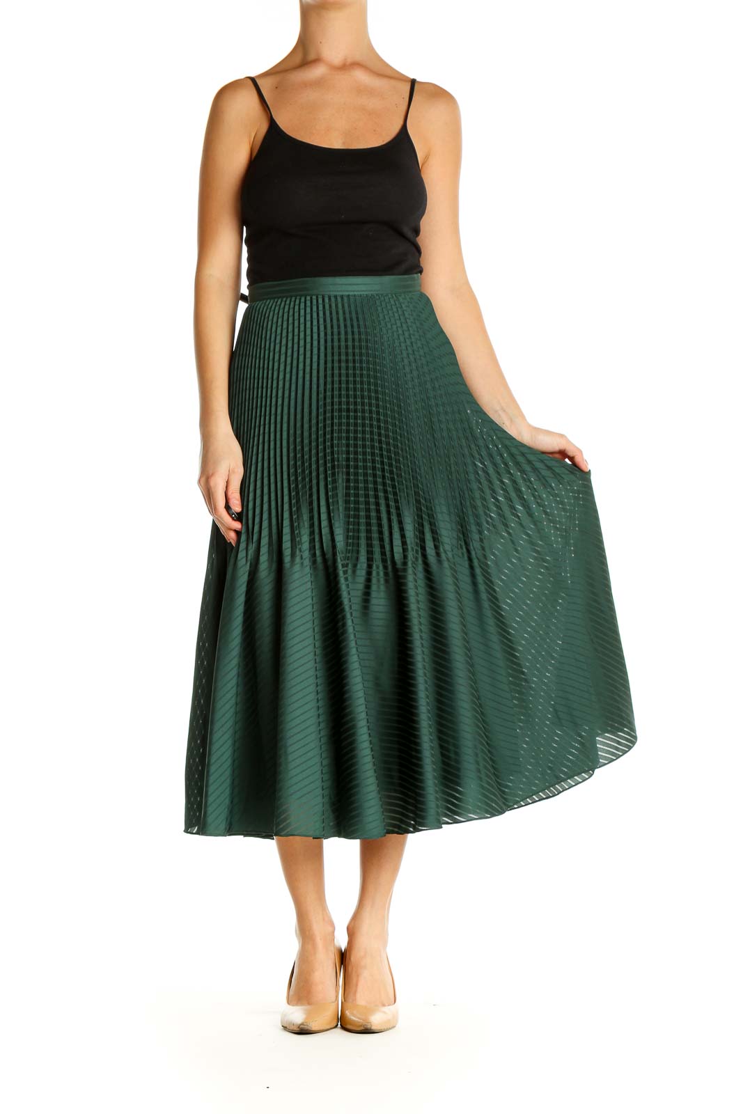 Green Chic Pleated Skirt