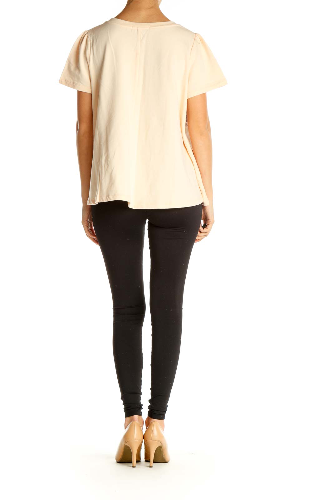 Beige Solid All Day Wear T-Shirt