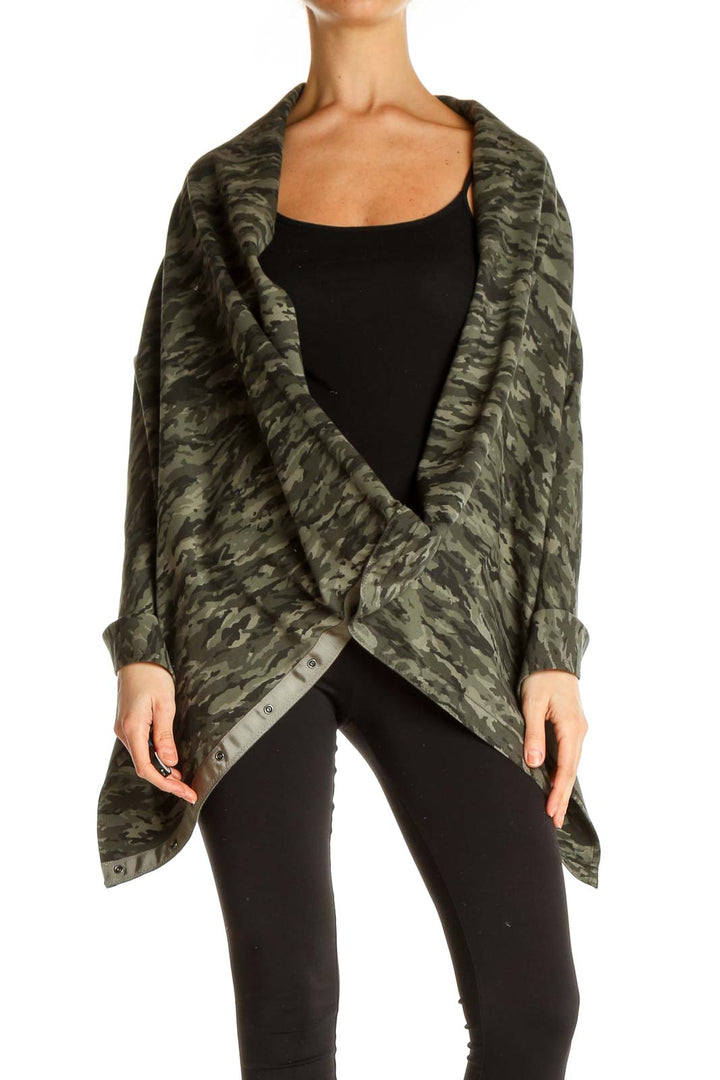 Green Casual Scarf Outerwear