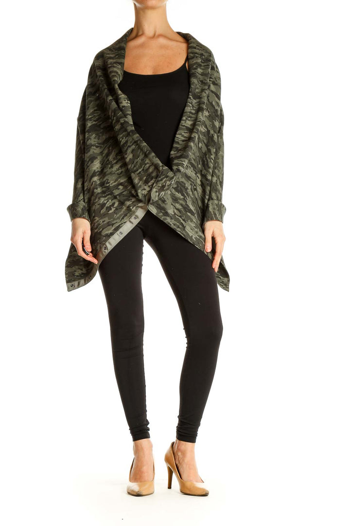 Green Casual Scarf Outerwear