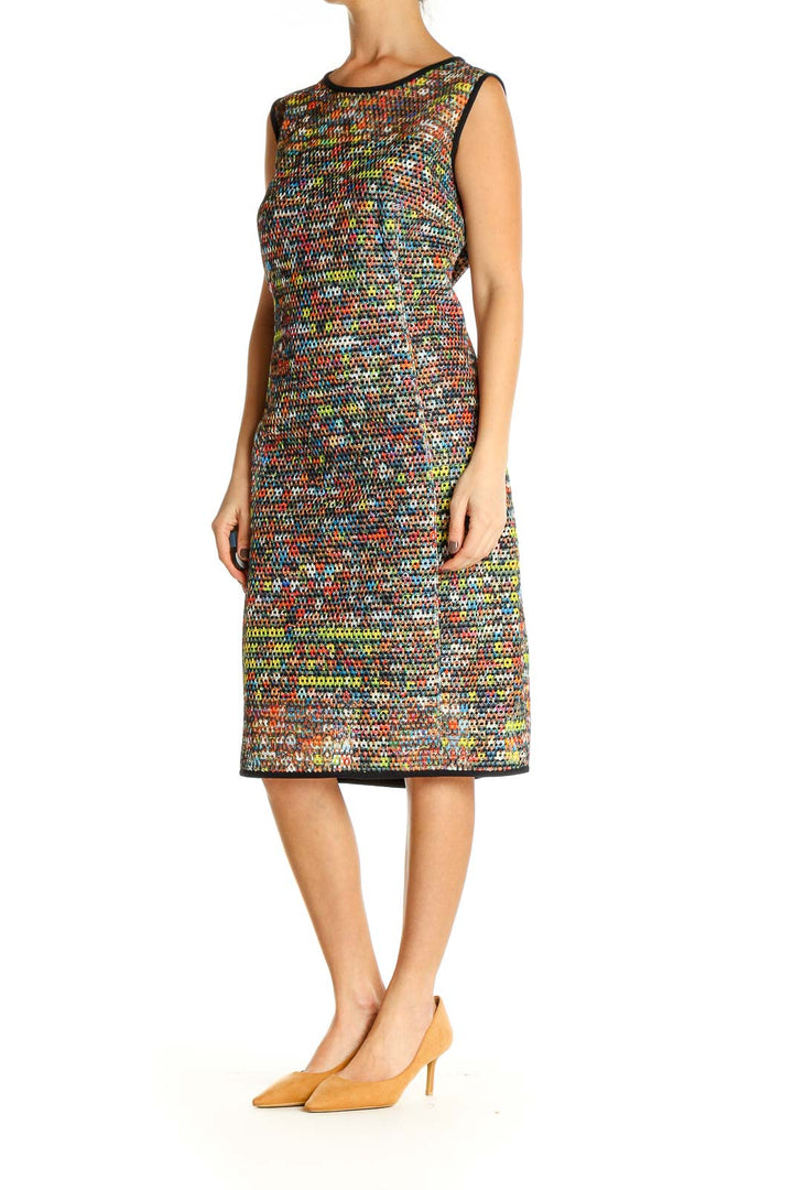 Brown Floral Print Day Sheath Dress