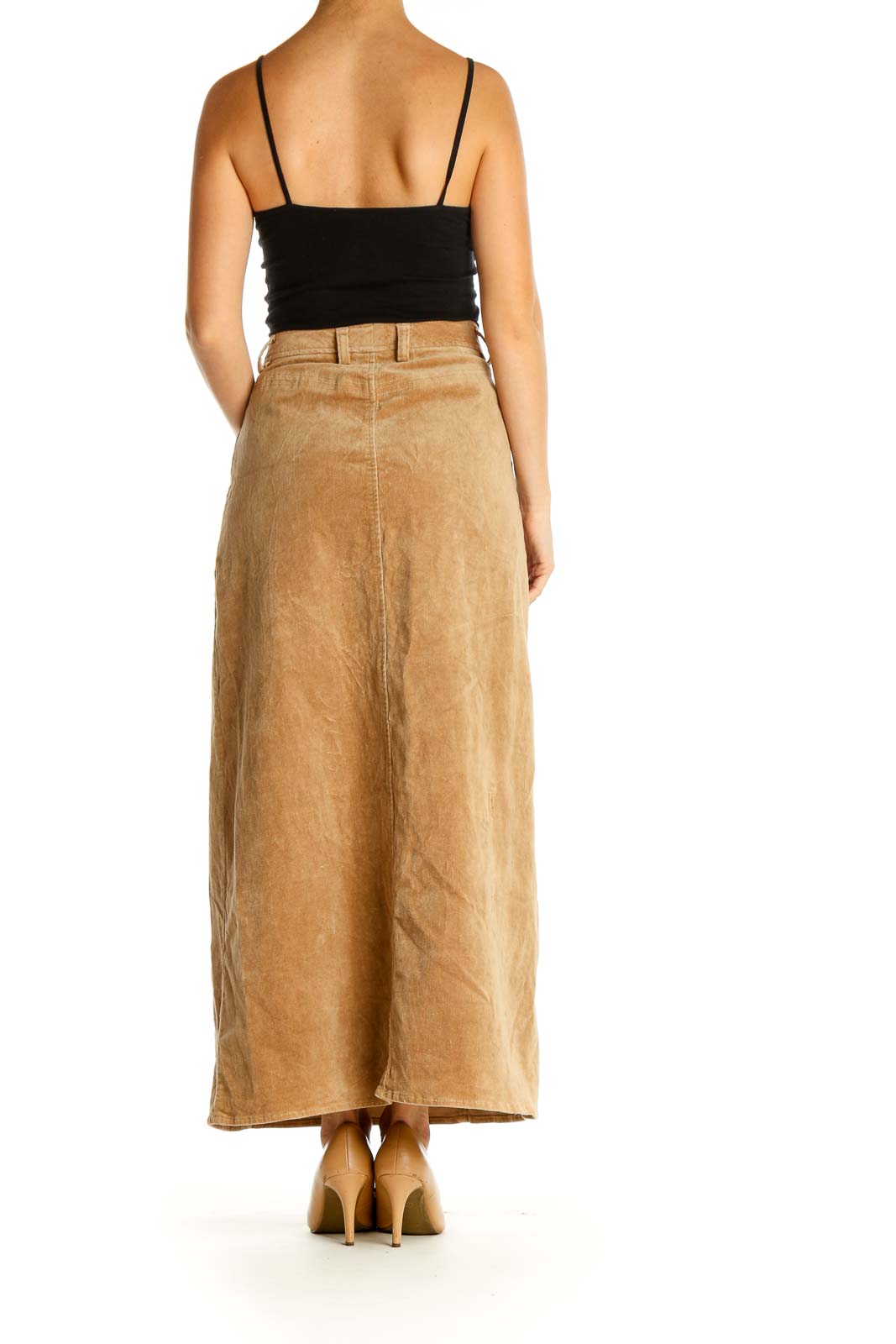 Brown Casual A-Line Skirt