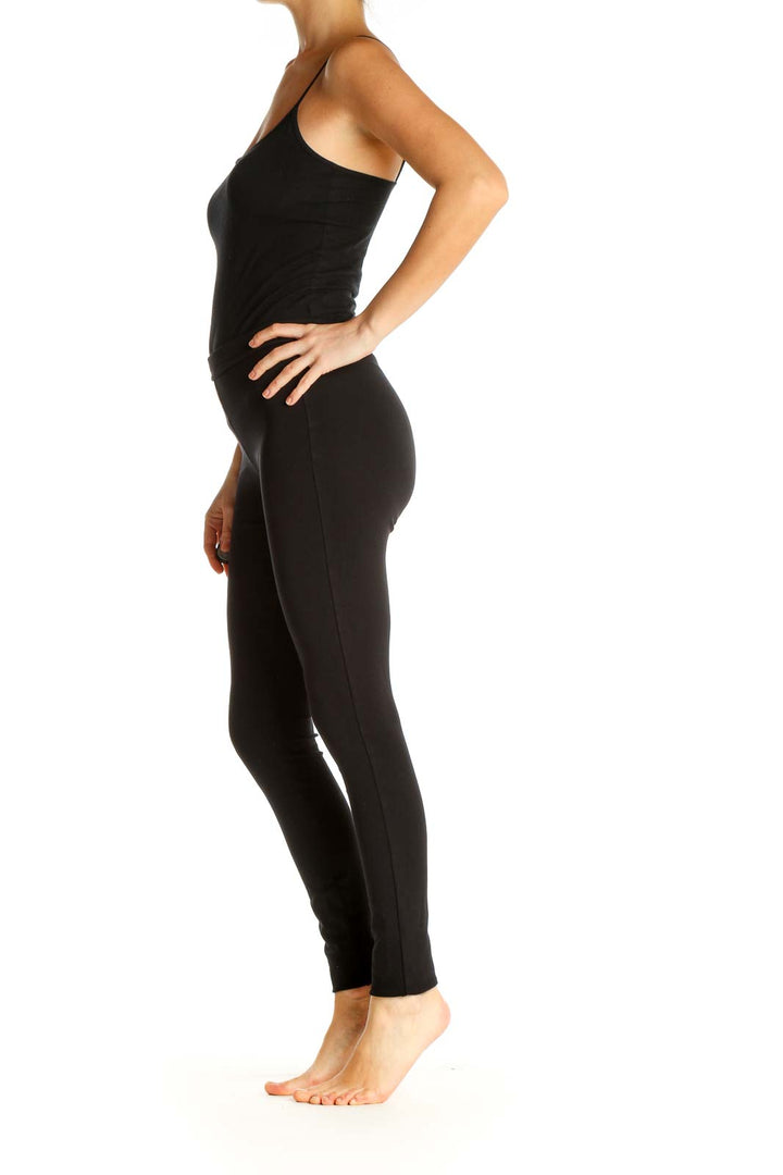 Black Solid Casual Leggings