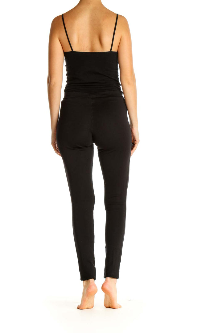 Black Solid Casual Leggings