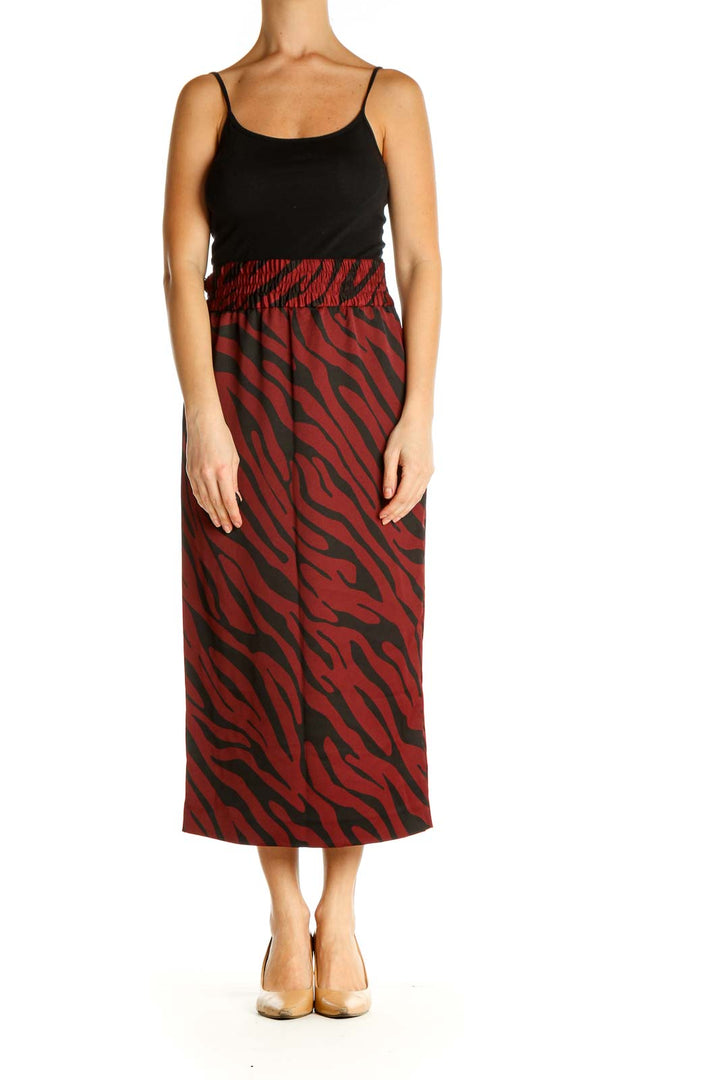 Black Animal Print Classic A-Line Skirt