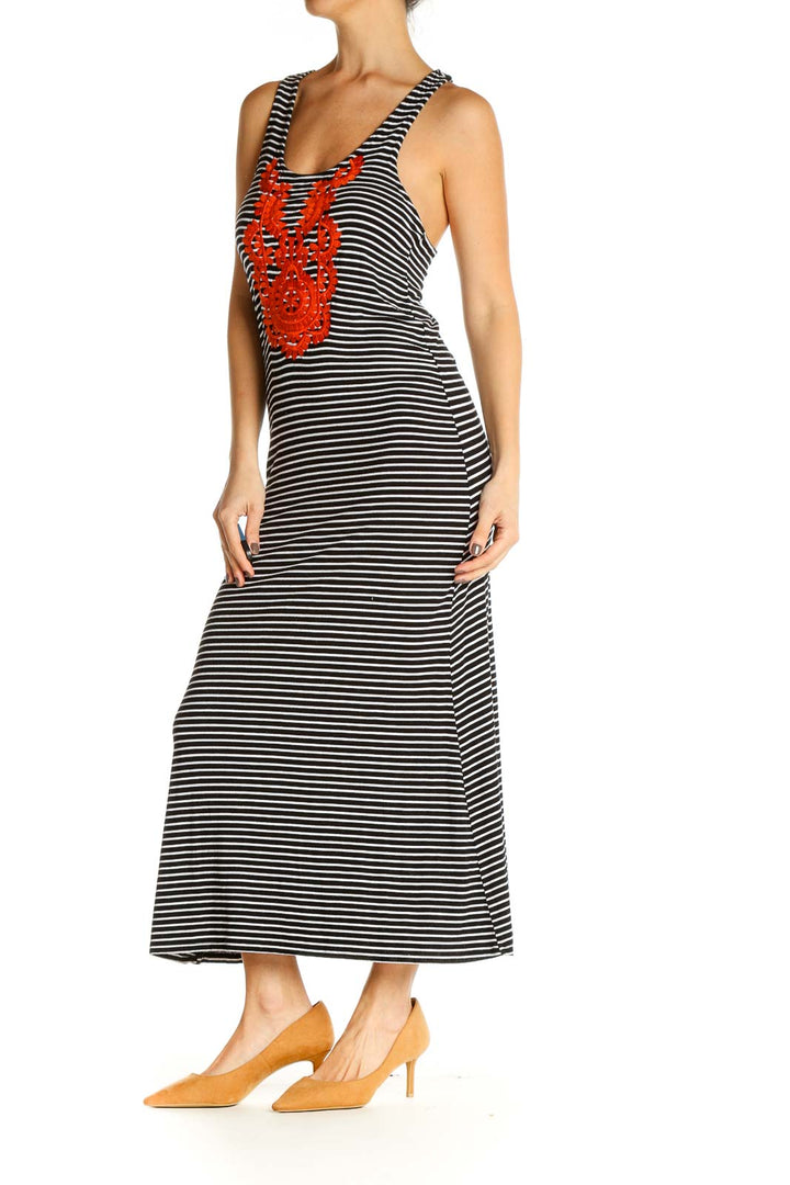 Black Striped Day Sheath Dress