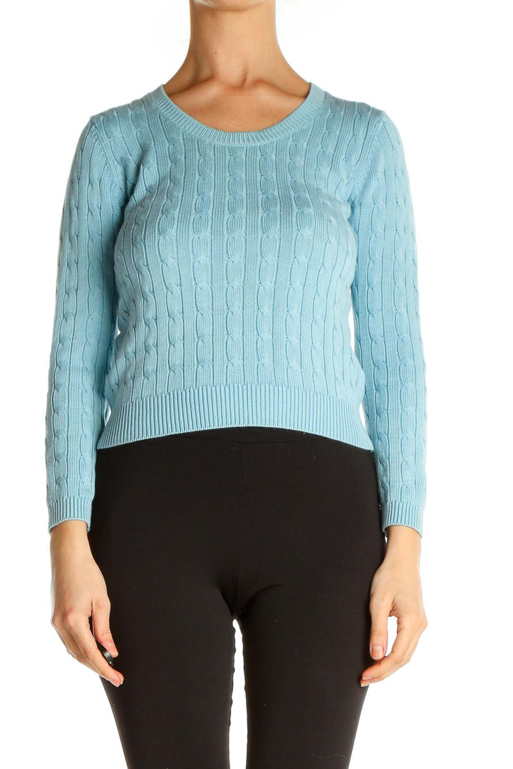 Blue Textured All Day Wear Sweater