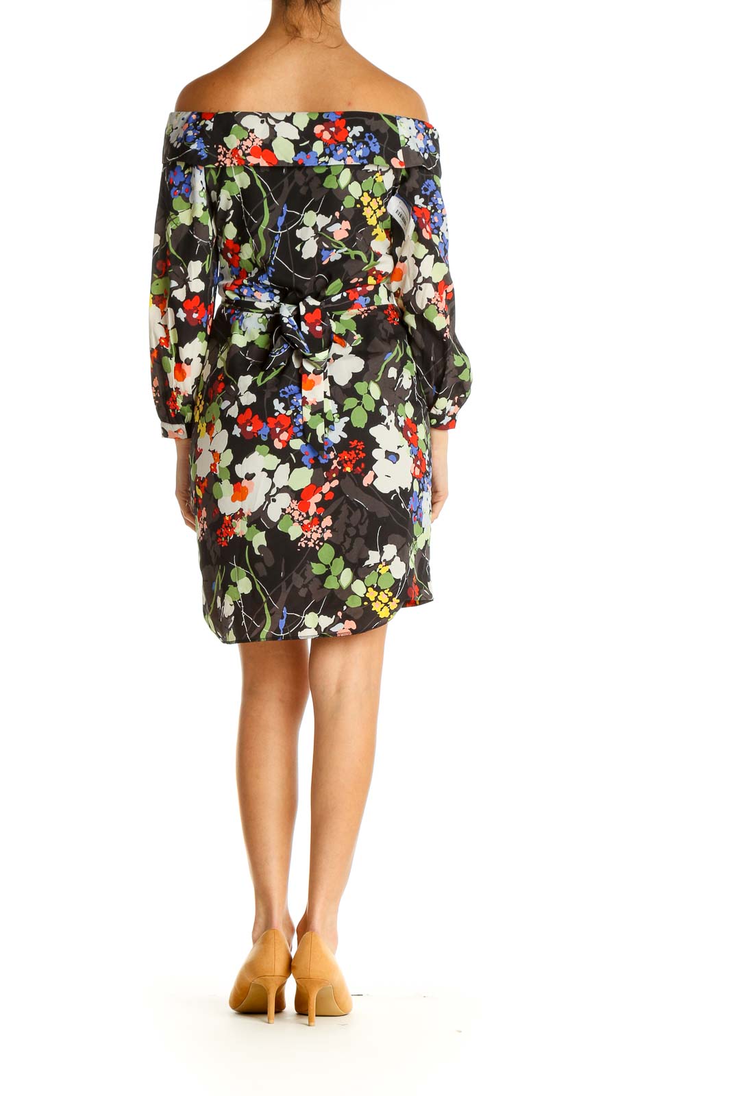 Multicolor Strapless Floral Print Sheath Dress