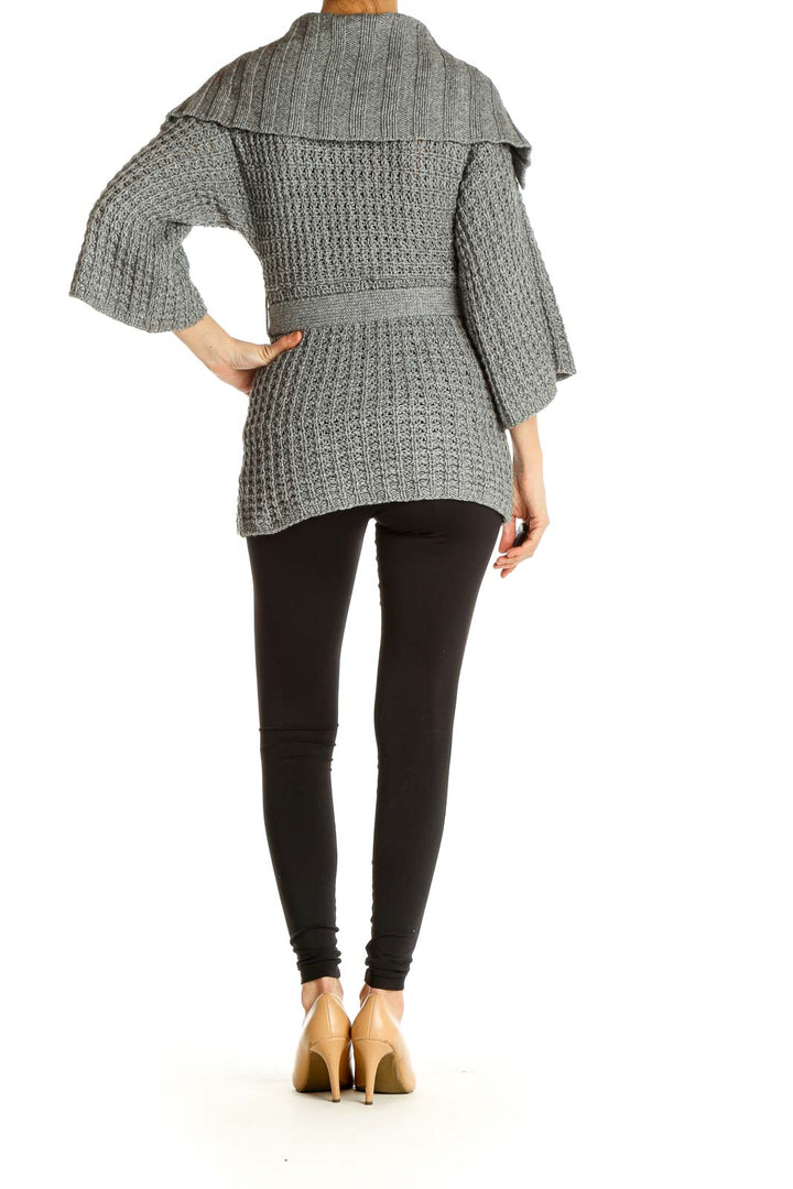 Gray Textured Casual Sweater