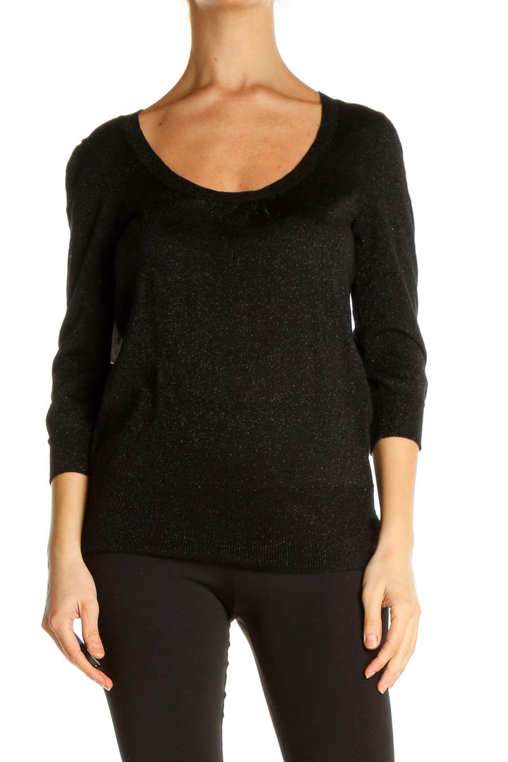 Black Solid All Day Wear Sweater