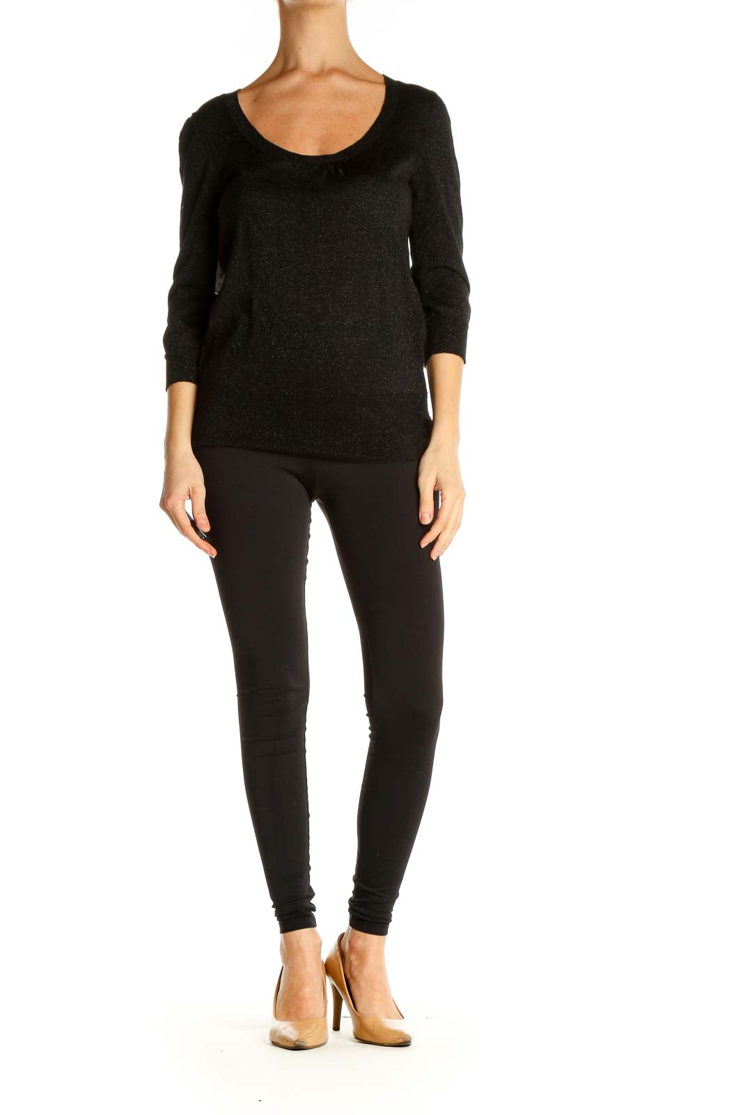 Black Solid All Day Wear Sweater