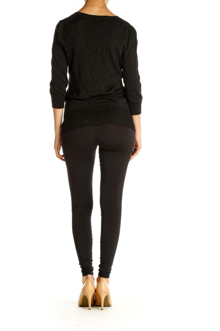 Black Solid All Day Wear Sweater