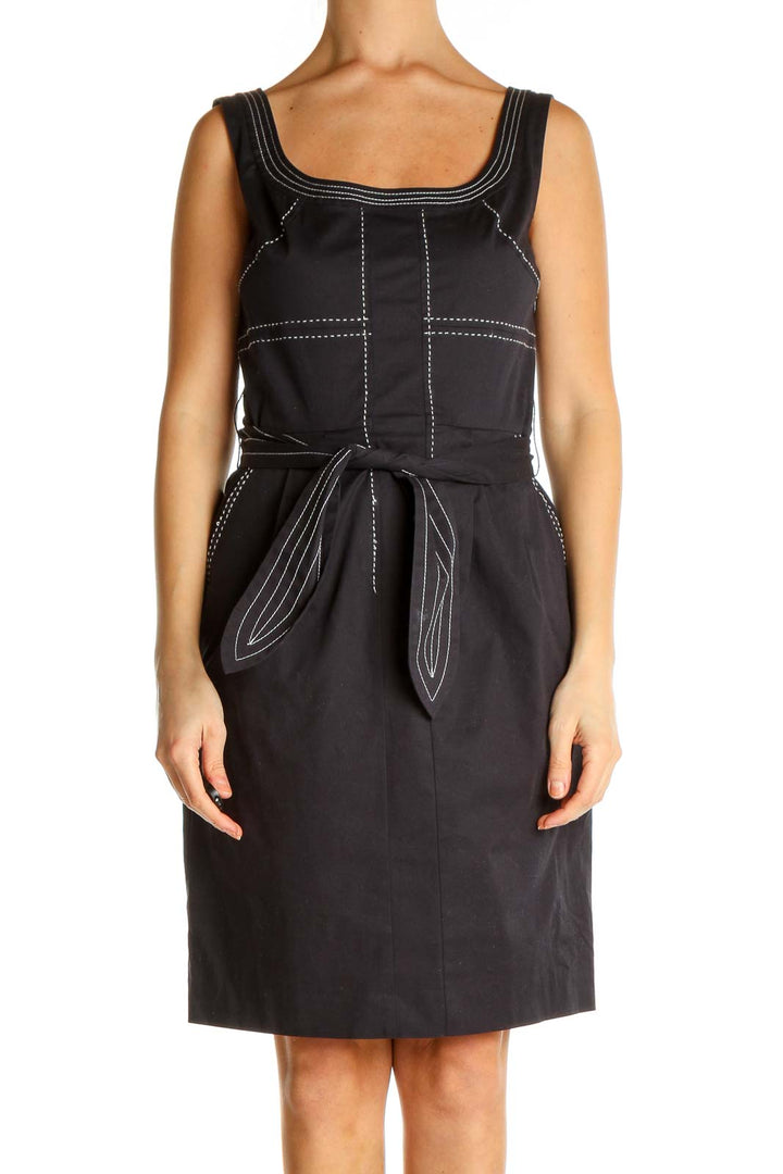 Black Solid Sheath Dress