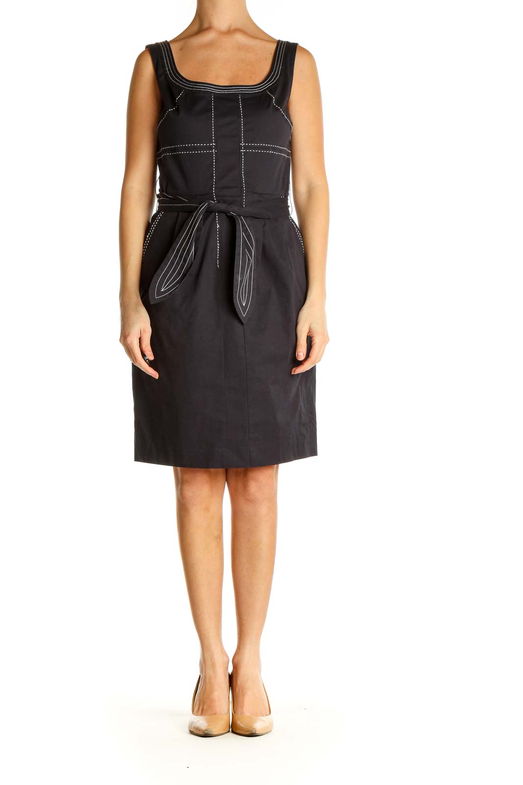 Black Solid Sheath Dress