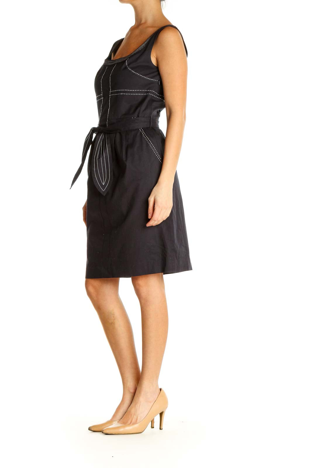 Black Solid Sheath Dress